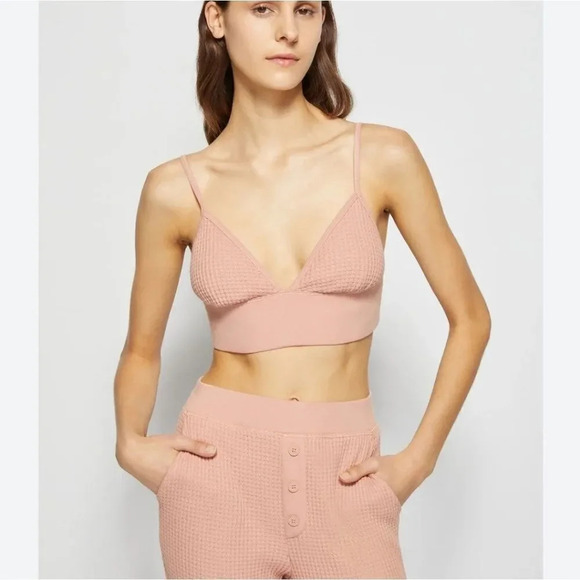 Jonathan Simkhai Juliette Chai Pink Waffle Bralette Size Small - Picture 2 of 8